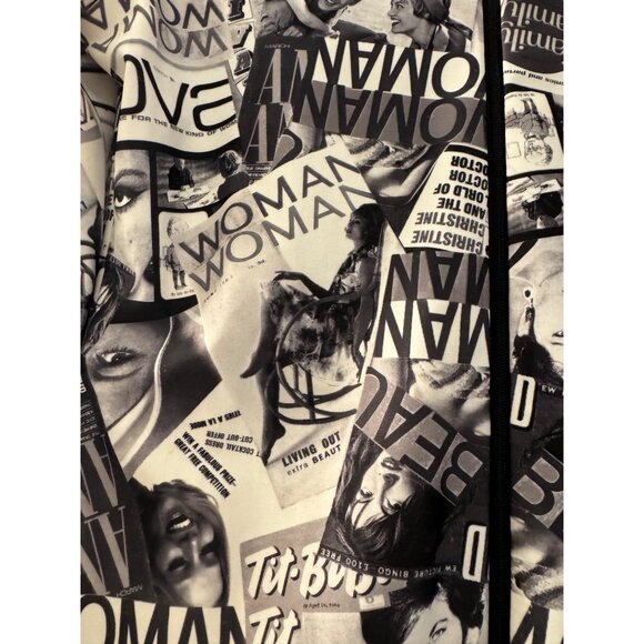 Ravure Paris Womens Graphic Newspaper Print Jacket Size 42 Black & White Zip-Up - Picture 7 of 7